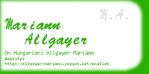 mariann allgayer business card